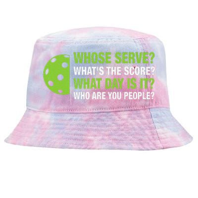 Whose Serve WhatS The Score What Day Is It Pickleball Lover Tie-Dyed Bucket Hat