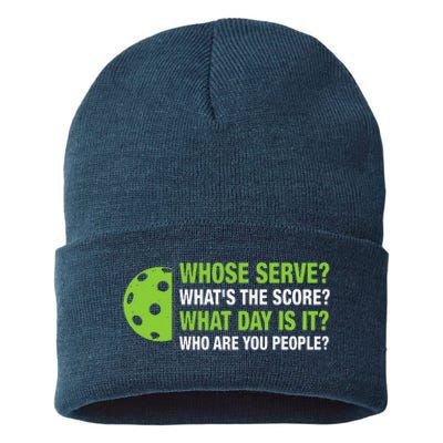 Whose Serve WhatS The Score What Day Is It Pickleball Lover Sustainable Knit Beanie