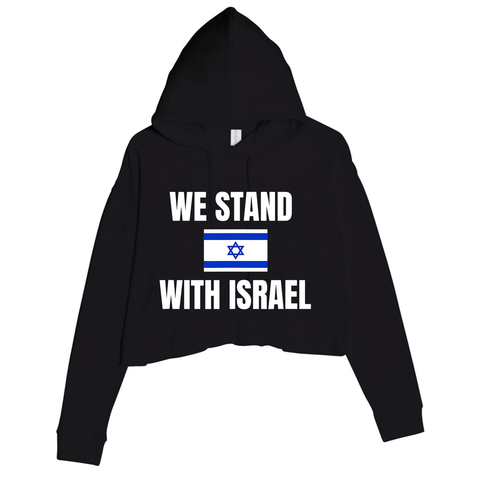 We Stand With Israel Show Your Support For Israel Crop Fleece Hoodie