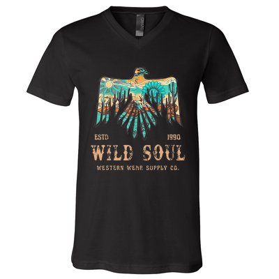 Wild Soul Western Wear Southwest Thunderbird Desert Vibes V-Neck T-Shirt