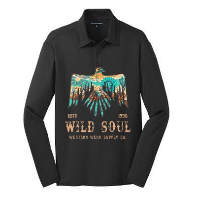 Wild Soul Western Wear Southwest Thunderbird Desert Vibes Silk Touch Performance Long Sleeve Polo