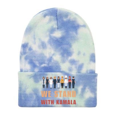 We Stand With Kamala Ladies 2024 Madam President Gift Tie Dye 12in Knit Beanie