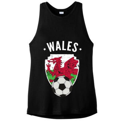 Wales Soccer Wales Flag Football Welsh Pride Roots Ladies PosiCharge Tri-Blend Wicking Tank