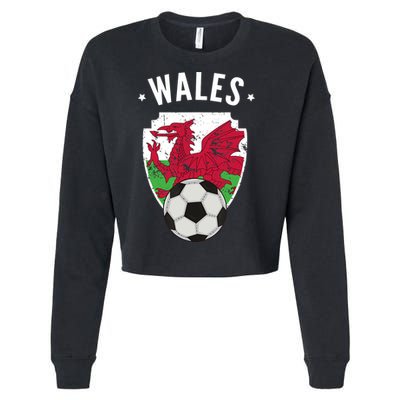 Wales Soccer Wales Flag Football Welsh Pride Roots Cropped Pullover Crew