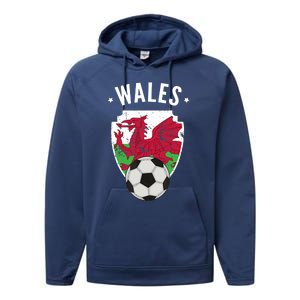 Wales Soccer Wales Flag Football Welsh Pride Roots Performance Fleece Hoodie