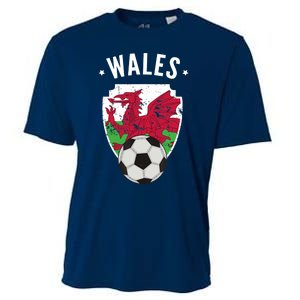 Wales Soccer Wales Flag Football Welsh Pride Roots Cooling Performance Crew T-Shirt