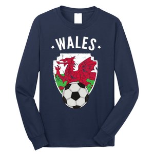 Wales Soccer Wales Flag Football Welsh Pride Roots Long Sleeve Shirt