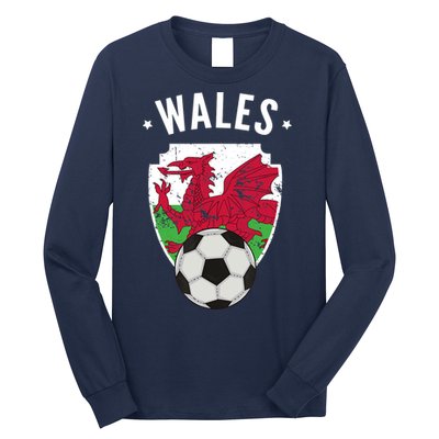 Wales Soccer Wales Flag Football Welsh Pride Roots Long Sleeve Shirt