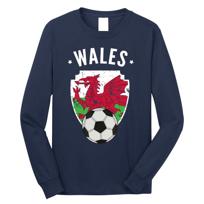 Wales Soccer Wales Flag Football Welsh Pride Roots Long Sleeve Shirt