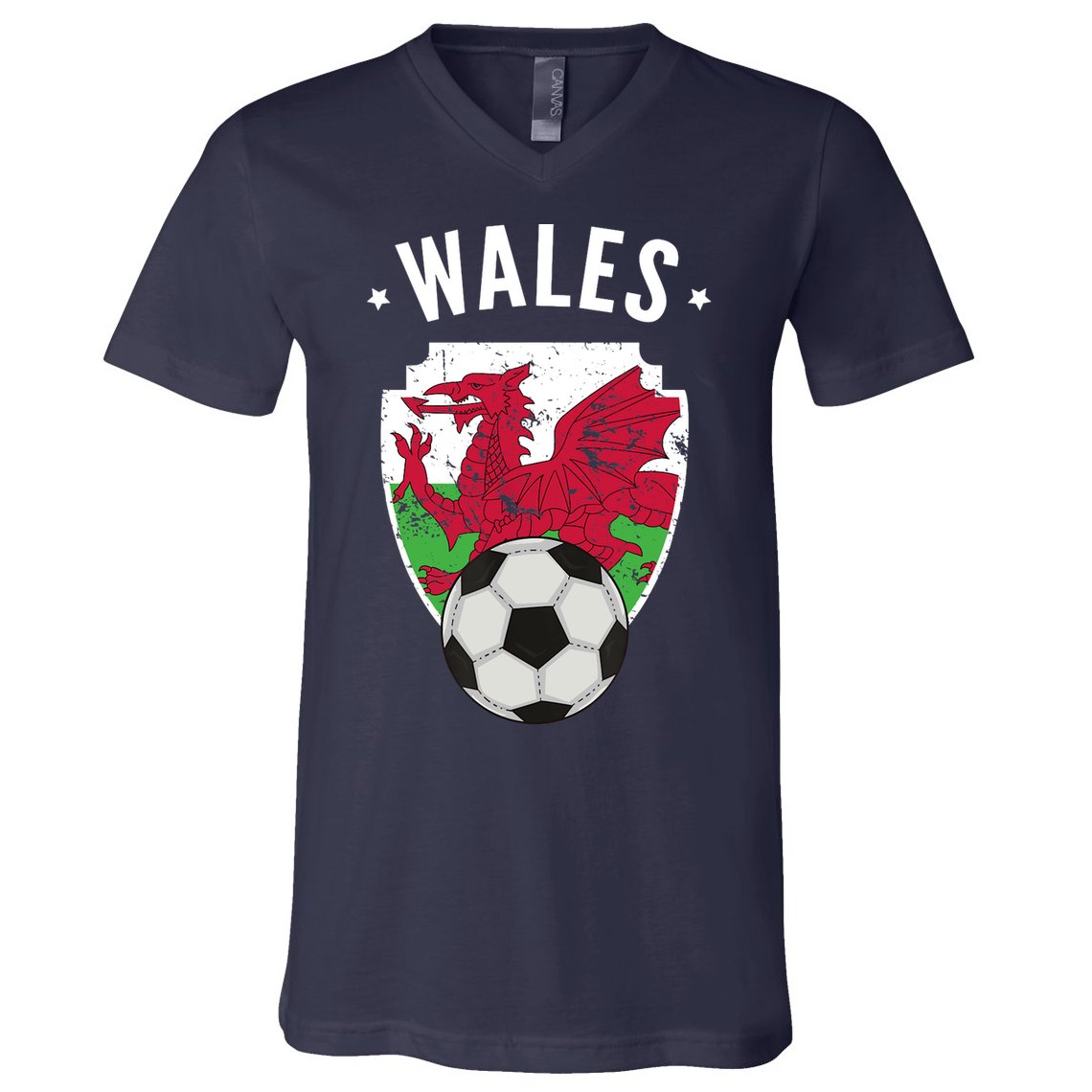 Wales Soccer Wales Flag Football Welsh Pride Roots V-Neck T-Shirt