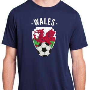 Wales Soccer Wales Flag Football Welsh Pride Roots Adult ChromaSoft Performance T-Shirt