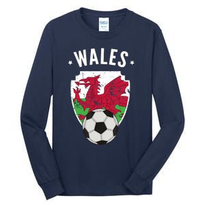 Wales Soccer Wales Flag Football Welsh Pride Roots Tall Long Sleeve T-Shirt