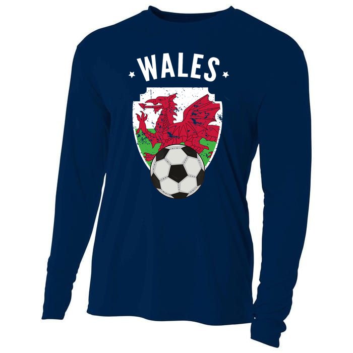 Wales Soccer Wales Flag Football Welsh Pride Roots Cooling Performance Long Sleeve Crew