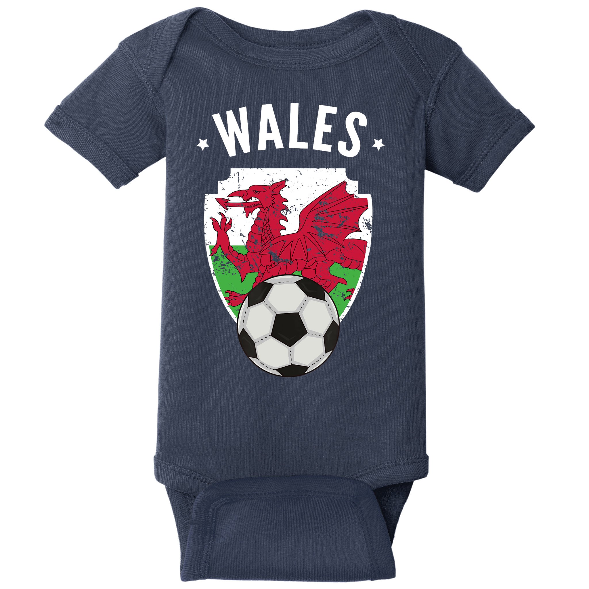 Wales Soccer Wales Flag Football Welsh Pride Roots Baby Bodysuit