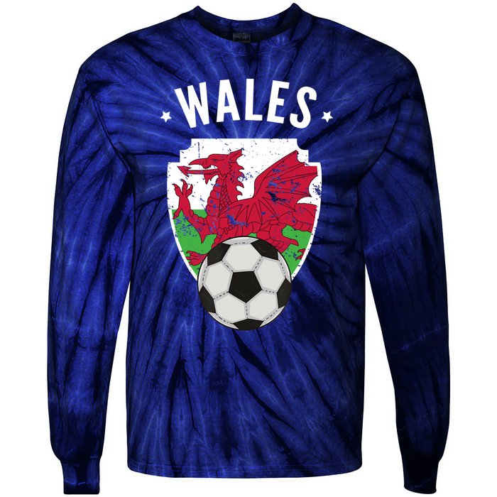 Wales Soccer Wales Flag Football Welsh Pride Roots Tie-Dye Long Sleeve Shirt