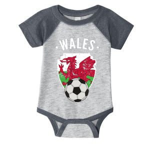 Wales Soccer Wales Flag Football Welsh Pride Roots Infant Baby Jersey Bodysuit