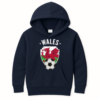 Wales Soccer Wales Flag Football Welsh Pride Roots Kids Hoodie