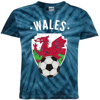 Wales Soccer Wales Flag Football Welsh Pride Roots Kids Tie-Dye T-Shirt