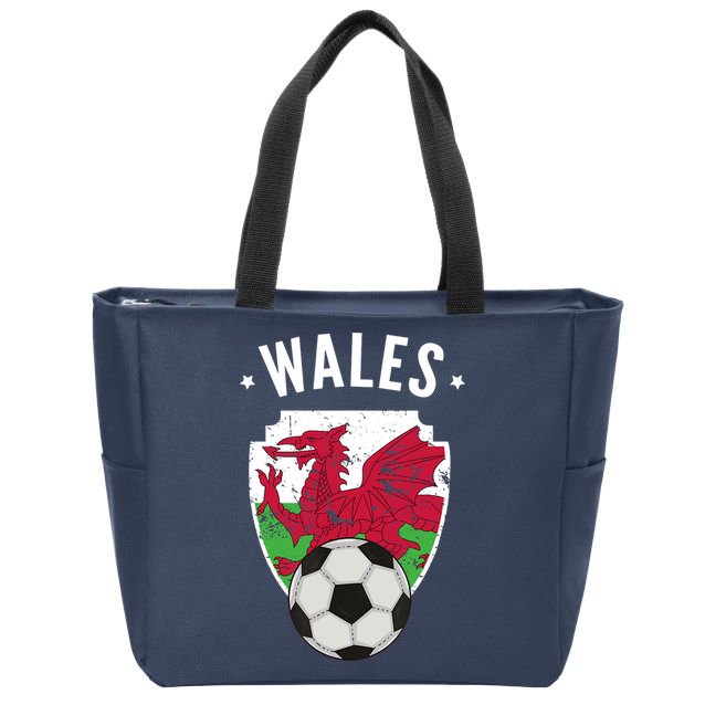 Wales Soccer Wales Flag Football Welsh Pride Roots Zip Tote Bag
