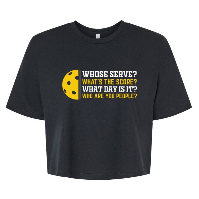 Whose Serve What's The Score Pickleball Bella+Canvas Jersey Crop Tee