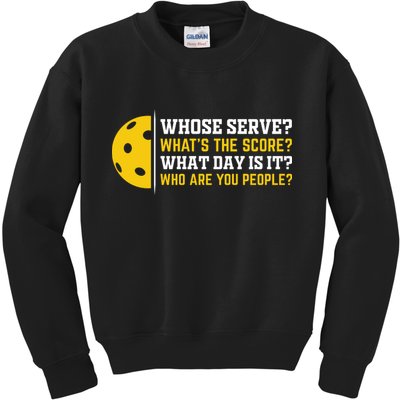 Whose Serve What's The Score Pickleball Kids Sweatshirt