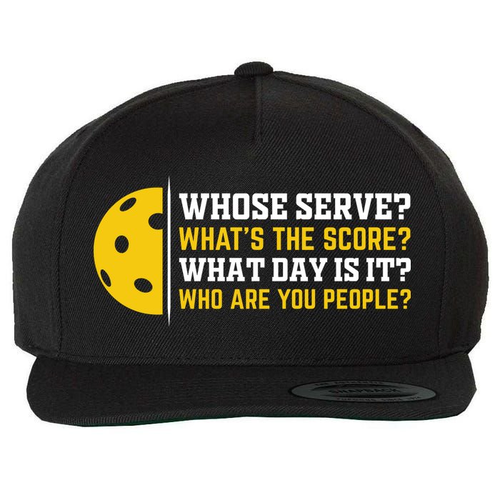 Whose Serve What's The Score Pickleball Wool Snapback Cap