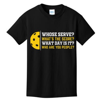 Whose Serve What's The Score Pickleball Kids T-Shirt