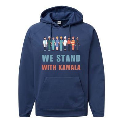 We Stand With Kamala Ladies Madam President Cool Gift Performance Fleece Hoodie