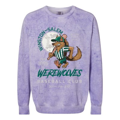 Winston Salem Werewolves Retro Minor League Baseball Team Colorblast Crewneck Sweatshirt