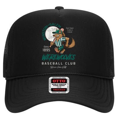 Winston Salem Werewolves Retro Minor League Baseball Team High Crown Mesh Back Trucker Hat