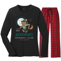 Winston Salem Werewolves Retro Minor League Baseball Team Women's Long Sleeve Flannel Pajama Set 