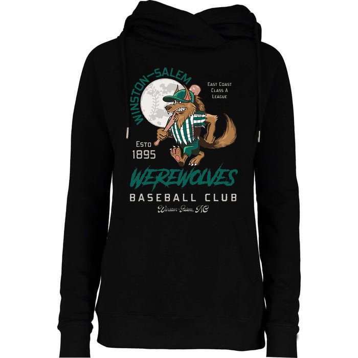 Winston Salem Werewolves Retro Minor League Baseball Team Womens Funnel Neck Pullover Hood