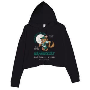 Winston Salem Werewolves Retro Minor League Baseball Team Crop Fleece Hoodie