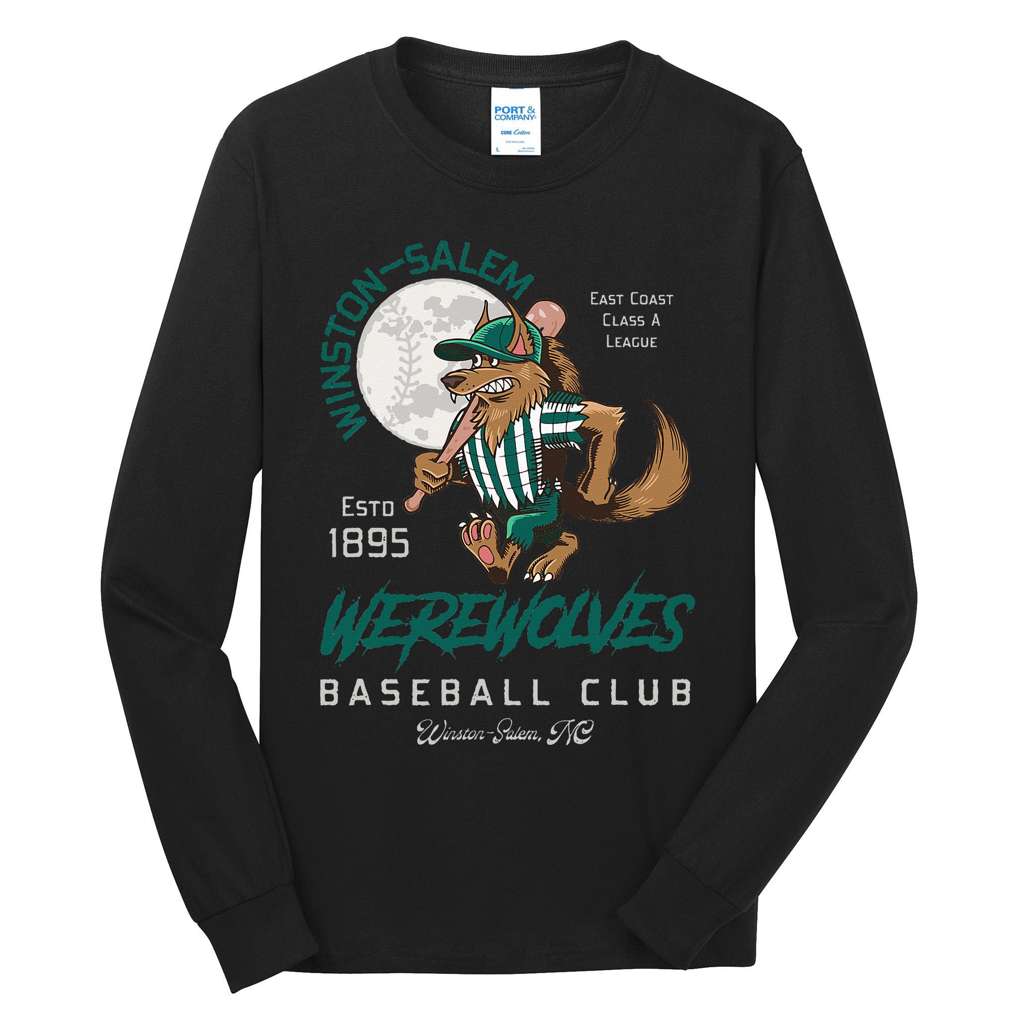Winston Salem Werewolves Retro Minor League Baseball Team Tall Long Sleeve T-Shirt