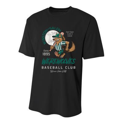 Winston Salem Werewolves Retro Minor League Baseball Team Youth Performance Sprint T-Shirt