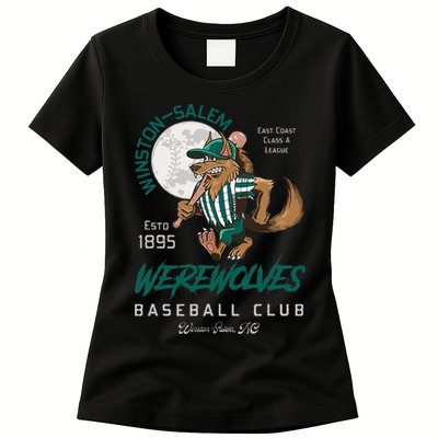 Winston Salem Werewolves Retro Minor League Baseball Team Womens T-Shirt