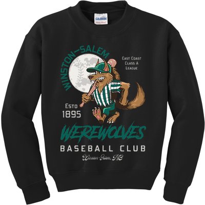 Winston Salem Werewolves Retro Minor League Baseball Team Kids Sweatshirt