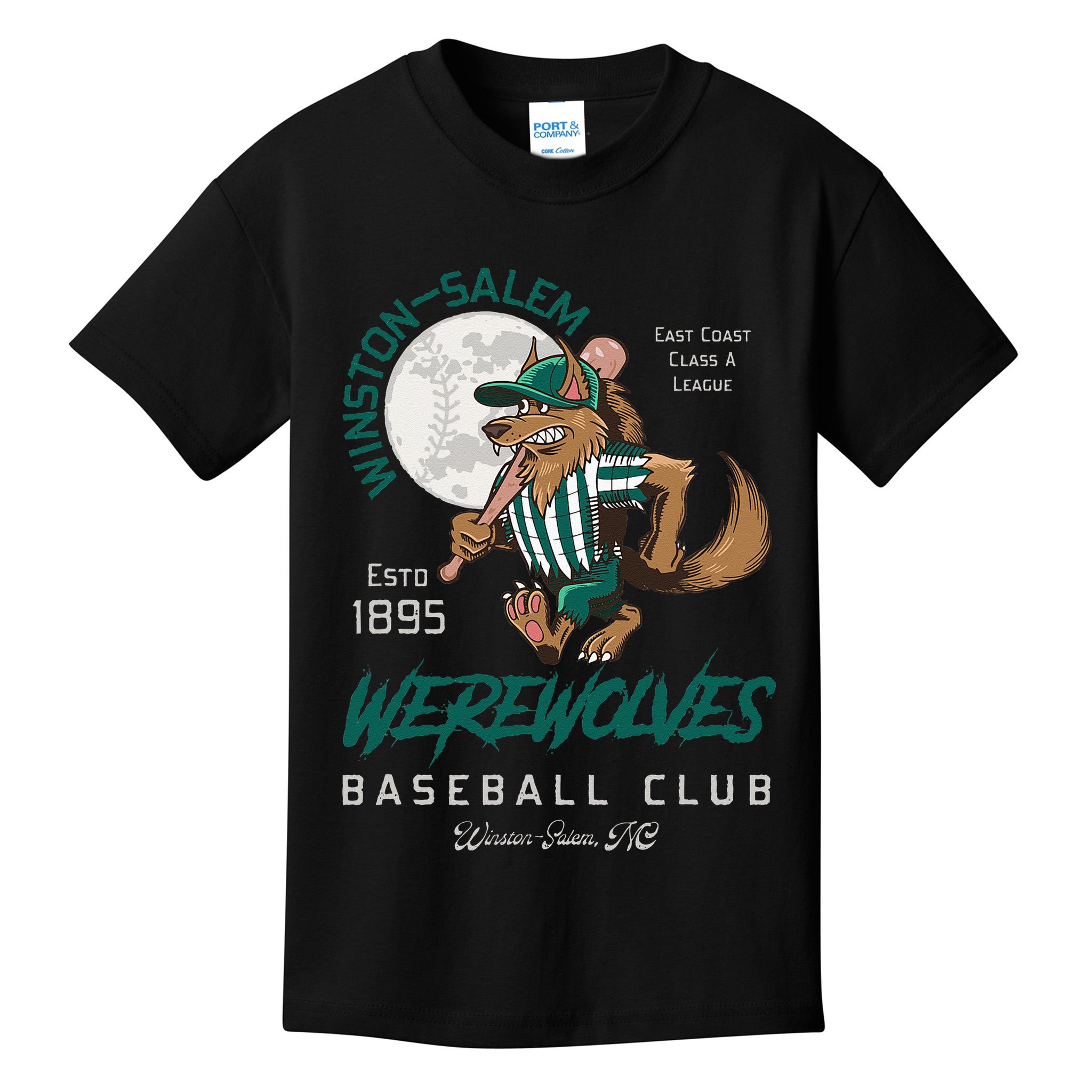 Winston Salem Werewolves Retro Minor League Baseball Team Kids T-Shirt