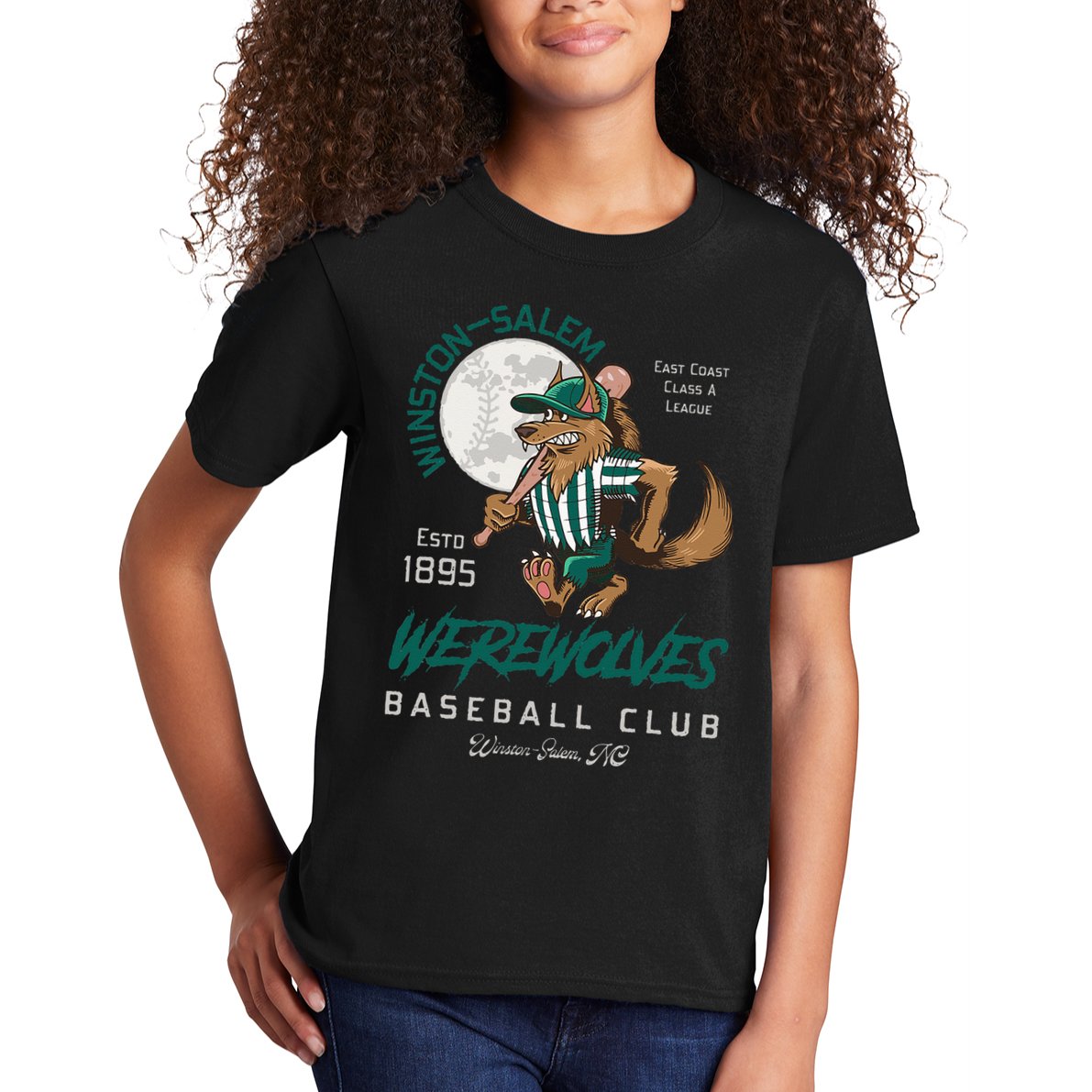 Winston Salem Werewolves Retro Minor League Baseball Team Kids T-Shirt
