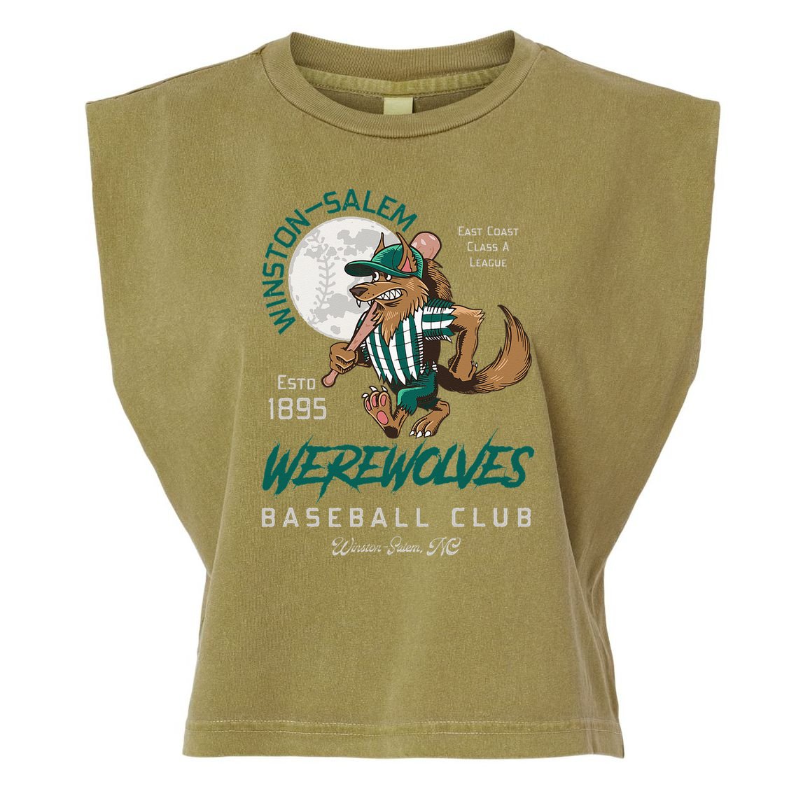 Winston Salem Werewolves Retro Minor League Baseball Team Garment-Dyed Women's Muscle Tee