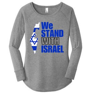 We Stand With Israel Flag Outline Women's Perfect Tri Tunic Long Sleeve Shirt