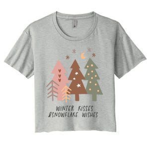 Winter Snowflake Wishes Boho Christmas Product Great Gift Women's Crop Top Tee