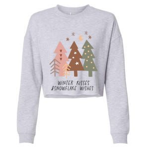 Winter Snowflake Wishes Boho Christmas Product Great Gift Cropped Pullover Crew