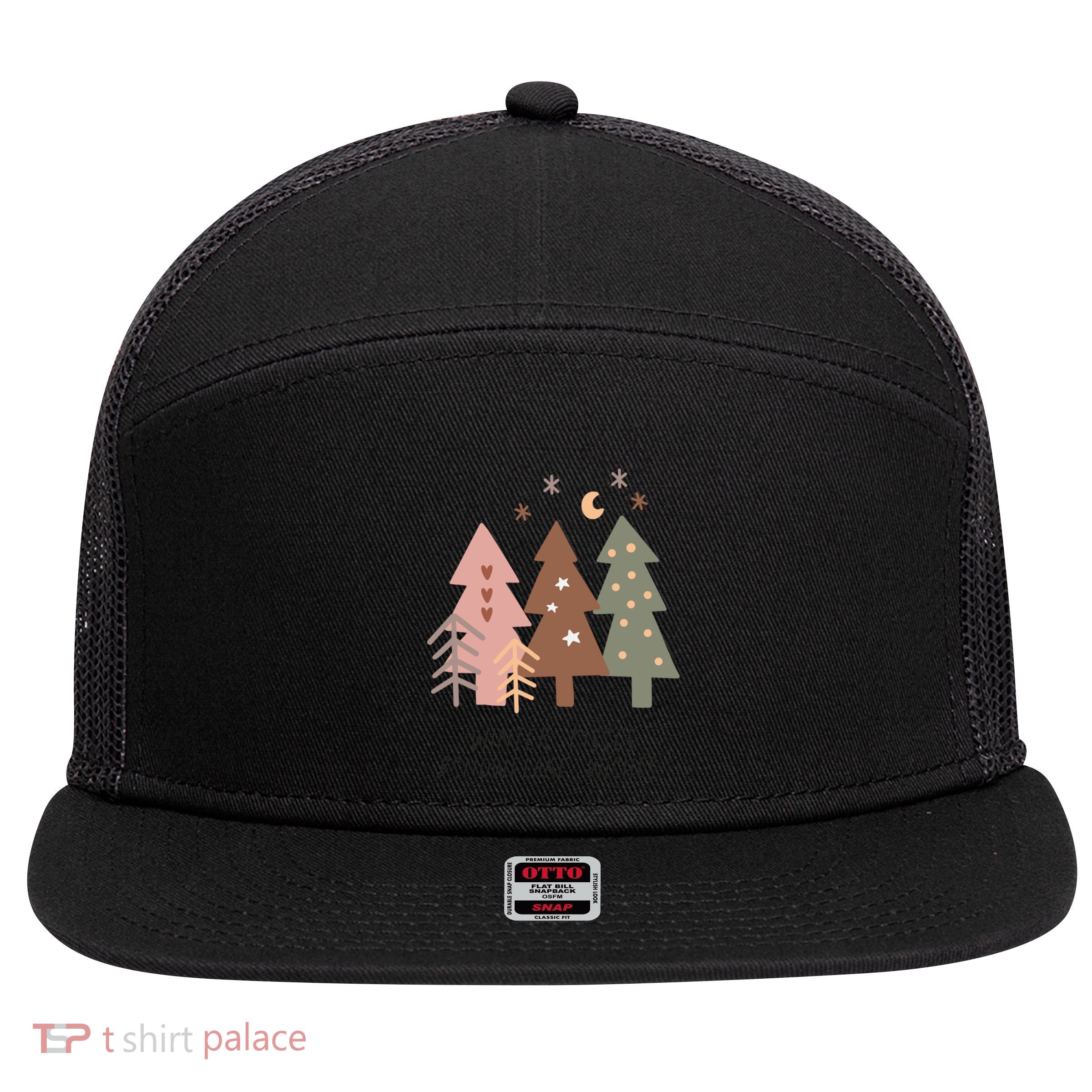 Winter Snowflake Wishes Boho Christmas Product Gift 7 Panel Mesh Trucker Snapback Hat