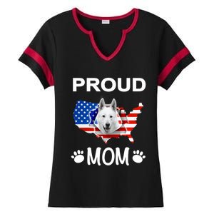 White Shepherd White Shepherd Dog Proud Patriot Mom Great Gift Ladies Halftime Notch Neck Tee