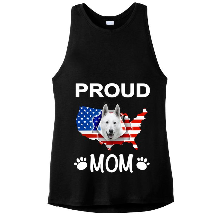 White Shepherd White Shepherd Dog Proud Patriot Mom Great Gift Ladies PosiCharge Tri-Blend Wicking Tank