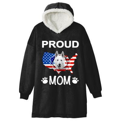 White Shepherd White Shepherd Dog Proud Patriot Mom Great Gift Hooded Wearable Blanket
