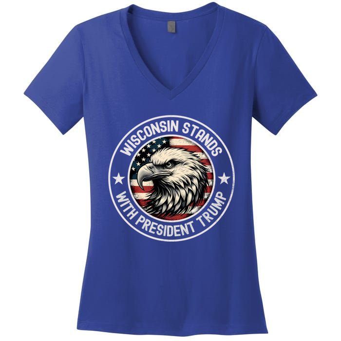 Wisconsin Stands With Trump Cool Gift Women's V-Neck T-Shirt