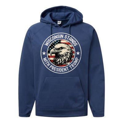 Wisconsin Stands With Trump Cool Gift Performance Fleece Hoodie