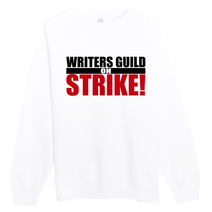 WGA Strike Writers Guild On Strike Writers Guild America Premium Crewneck Sweatshirt